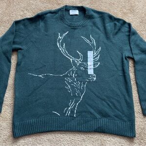 Old Navy Teal Crewneck Sweater with Stag Design